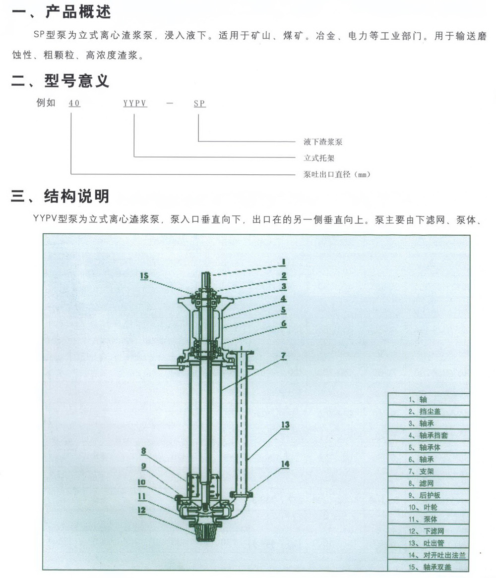  YYPV型腋下渣漿泵